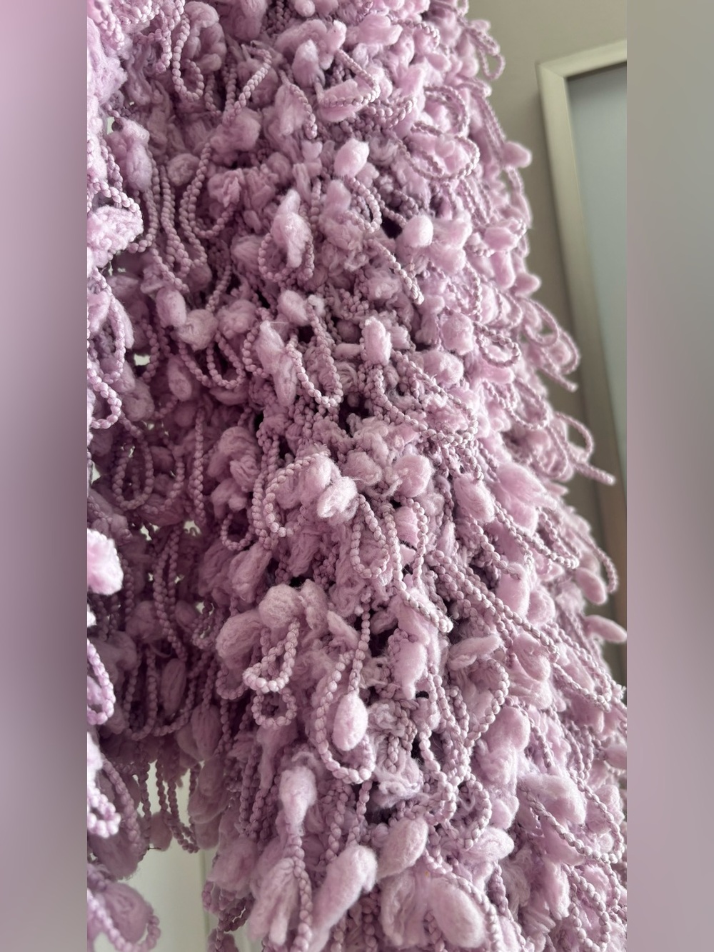 Loop-Textured Open Cardigan Sweater in Dusty Lavender - Picture 3 of 5